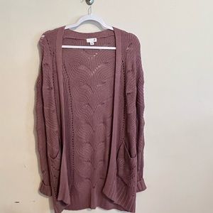 Mauve knit sweater cardigan